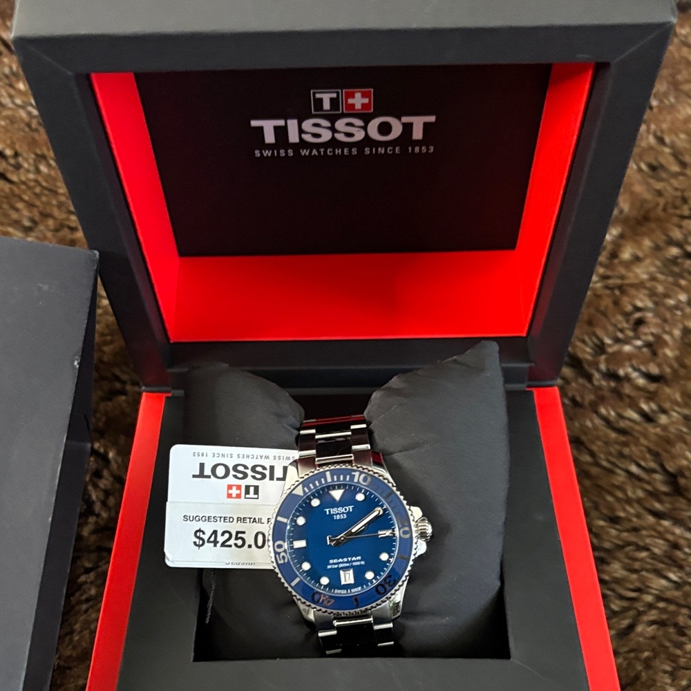 Tissot Seastar 1000 Swiss Made Blue Dial Silver Quartz Watch 36mm Unisex
